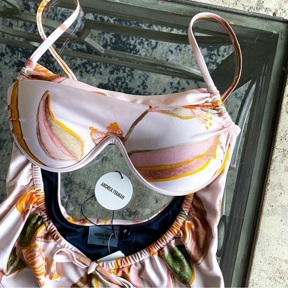 Andrea Iyamah Swimsuit Tiaca One-Piece Floral Cutout Eucalyptus Small NWT - Picture 4 of 9